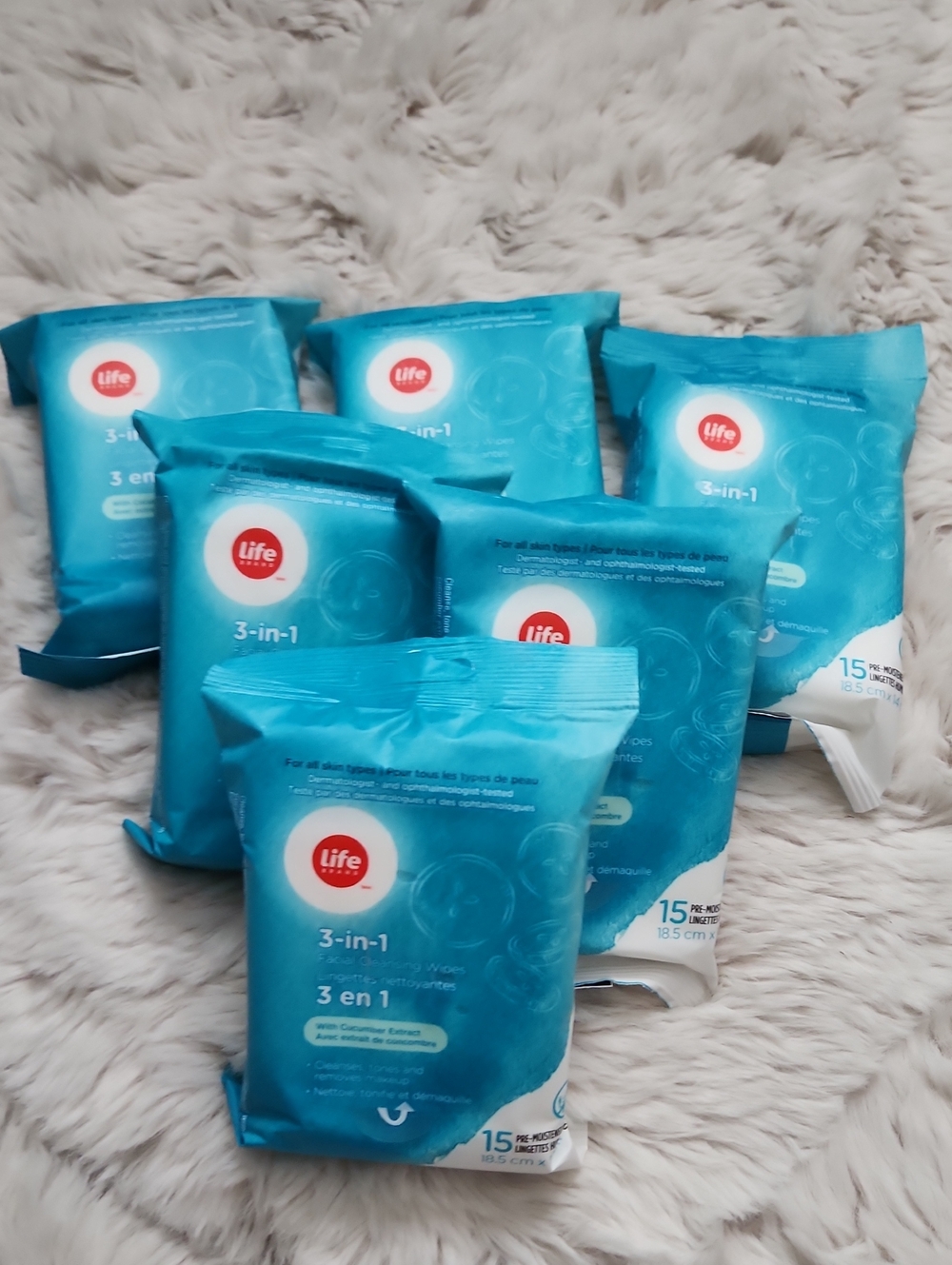 Life 3-in-1 Cleansing Wipes (15 ct) - 6 Packages